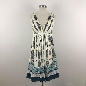 Y Apparel Womens Medium Dress Deep V Neck Back Ruffle Hem‎ Sleeveless Empire